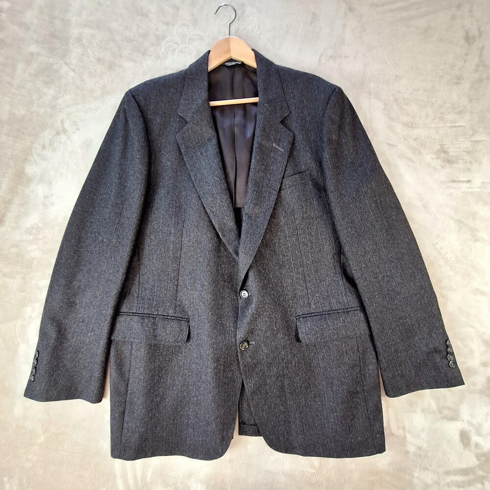 Vintage Simon & Sons Suit Jacket Mens 46 Long Gray Stripe Ventless 2 Btn USA